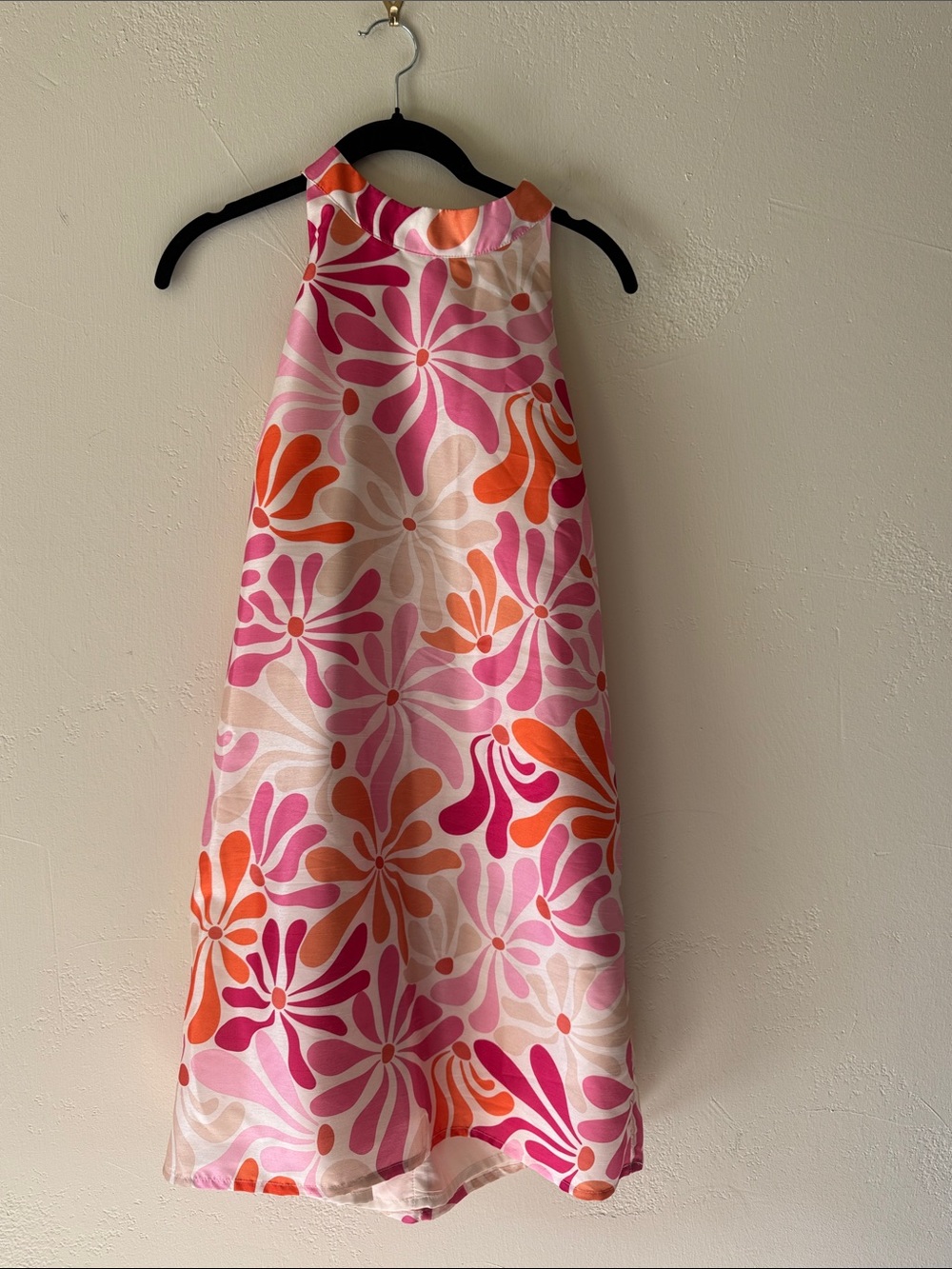 Buckle Pink & Orange Floral Halter Mini Dress